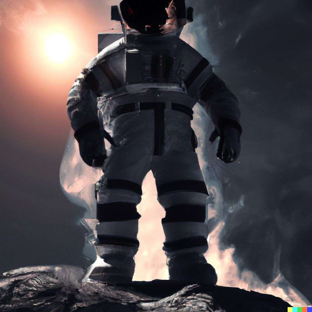 an astronaut in a futurescape